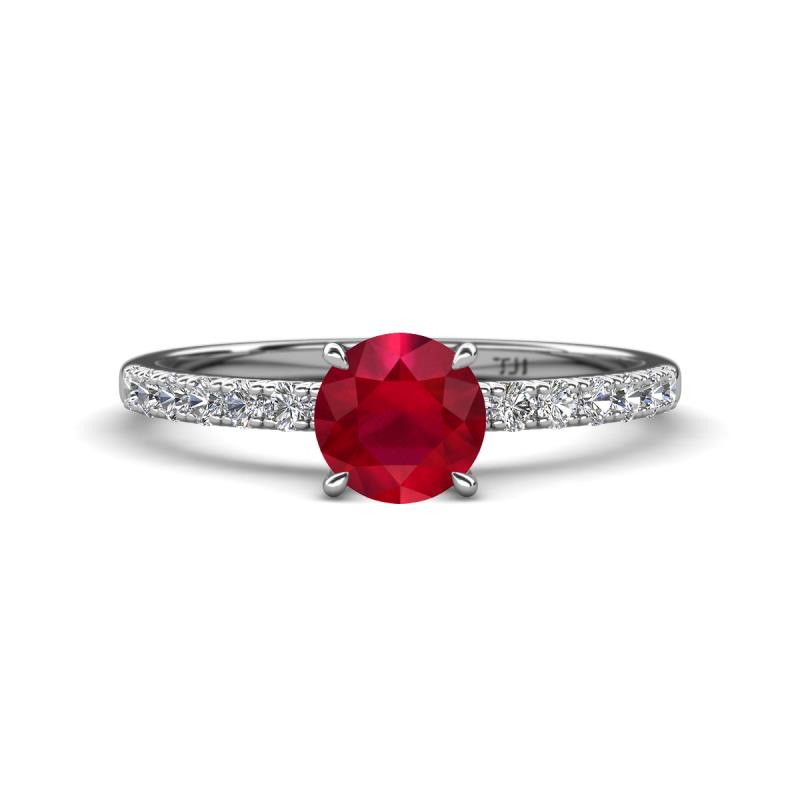 Aurin 6.00 mm Round Ruby and Diamond Engagement Ring 