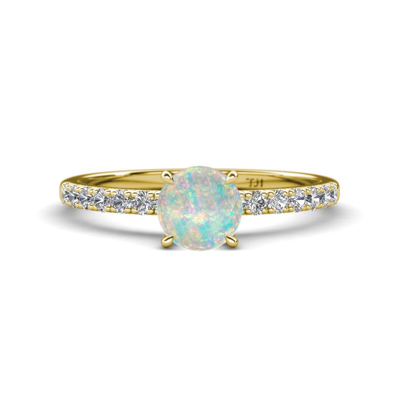 Aurin 6.00 mm Round Opal and Diamond Engagement Ring 