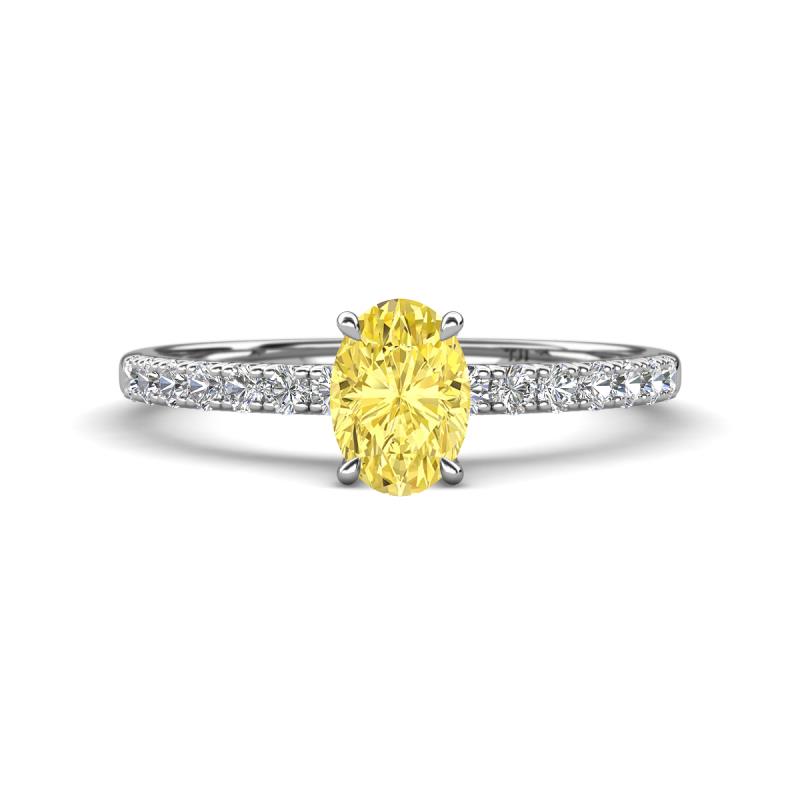 Aurin 7x5 mm Oval Yellow Sapphire and Round Diamond Engagement Ring 