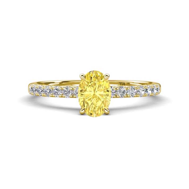 Aurin 7x5 mm Oval Yellow Sapphire and Round Diamond Engagement Ring 