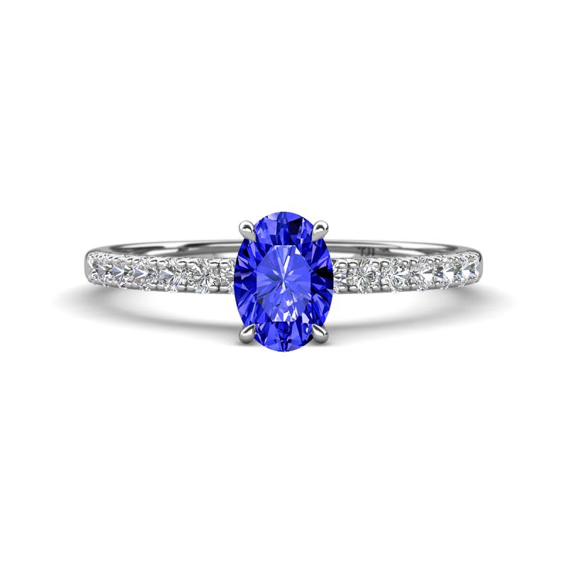 Aurin 7x5 mm Oval Tanzanite and Round Diamond Engagement Ring 