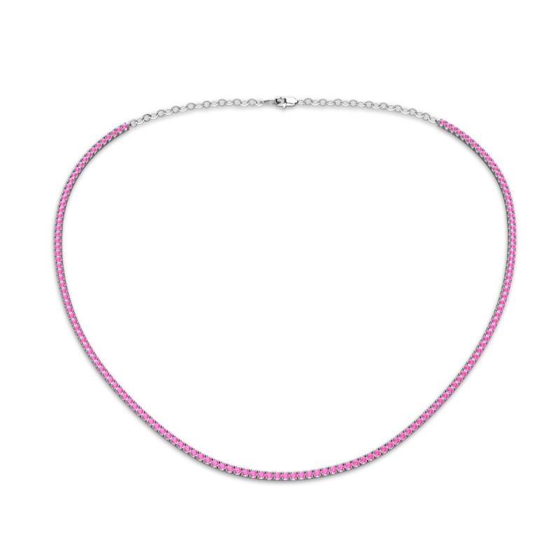 Gracelyn 1.70 mm Round Pink Sapphire Adjustable Tennis Necklace 