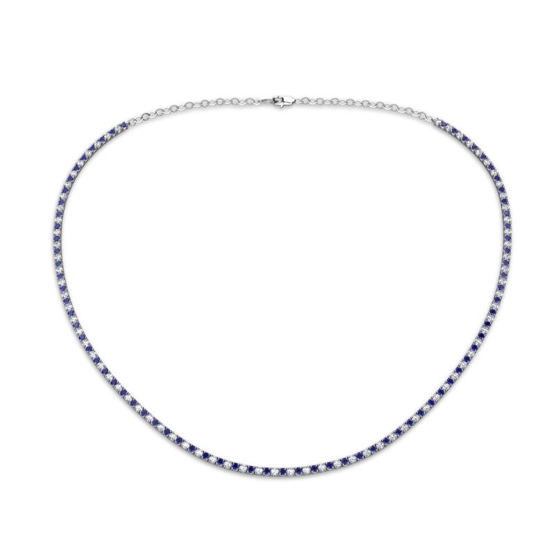 Gracelyn 1.70 mm Round Diamond and Blue Sapphire Adjustable Tennis Necklace 
