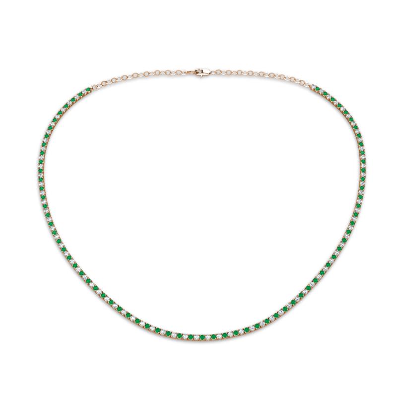 Gracelyn 1.70 mm Round Diamond and Emerald Adjustable Tennis Necklace 