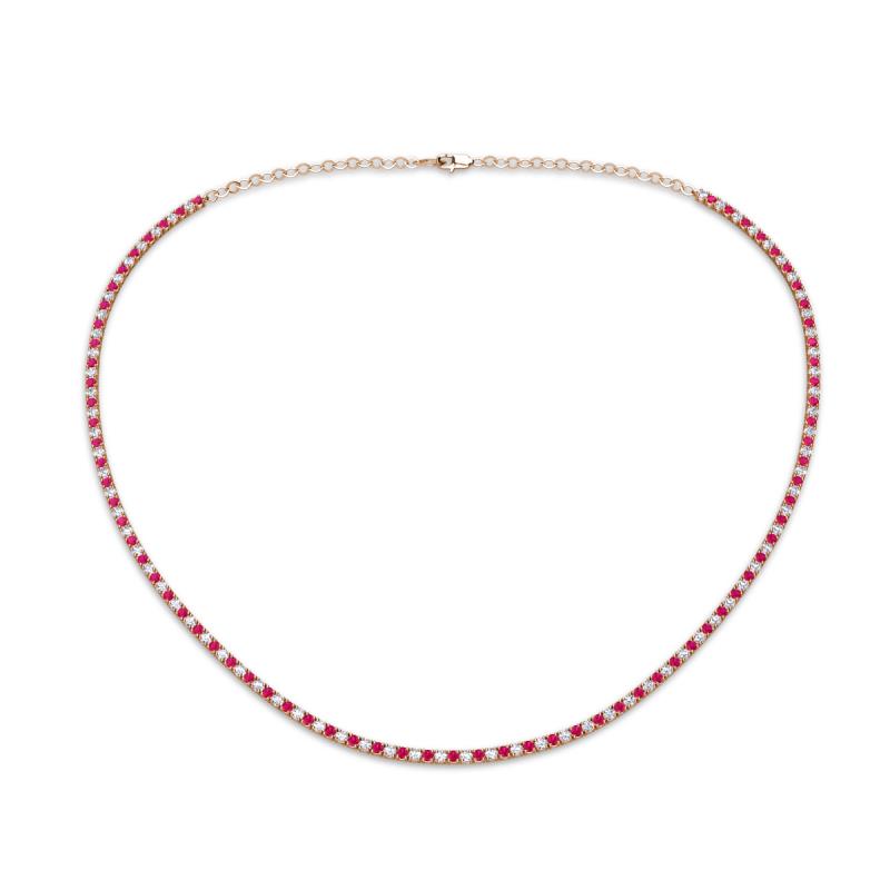 Gracelyn 1.70 mm Round Diamond and Ruby Adjustable Tennis Necklace 