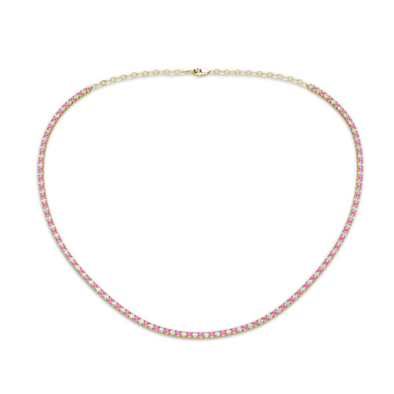 Gracelyn 1.70 mm Round Diamond and Pink Sapphire Adjustable Tennis Necklace 