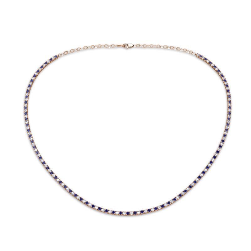 Gracelyn 1.70 mm Round Lab Grown Diamond and Blue Sapphire Adjustable Tennis Necklace 