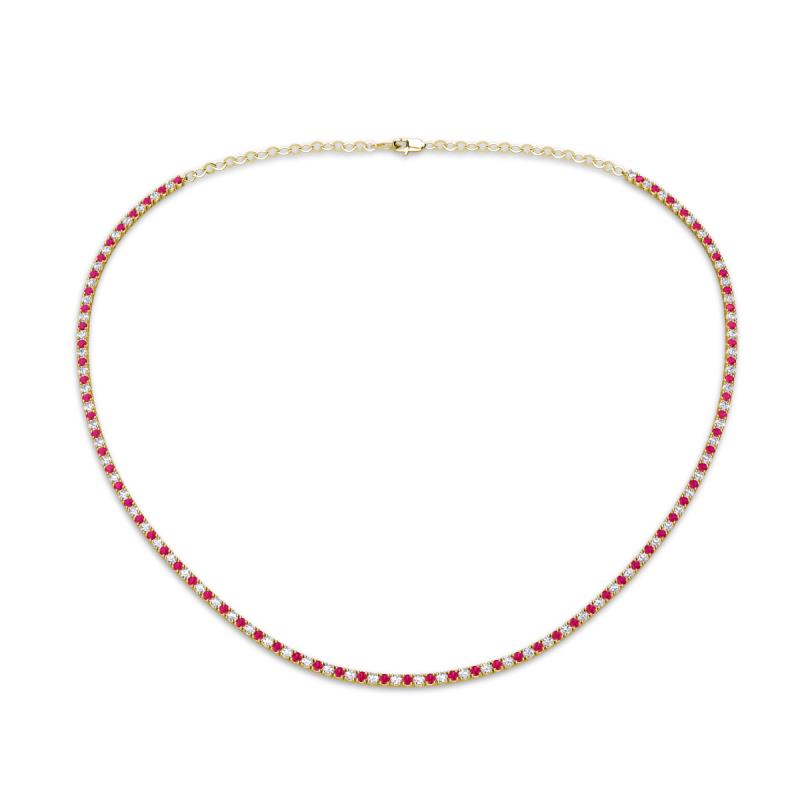 Gracelyn 1.70 mm Round Lab Grown Diamond and Ruby Adjustable Tennis Necklace 