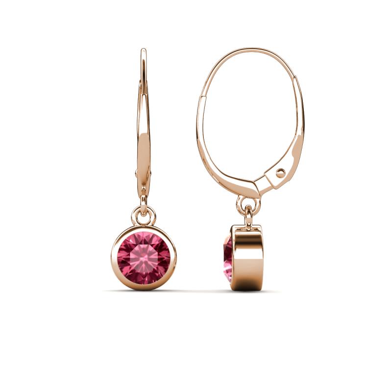 Cara Pink Tourmaline (5mm) Solitaire Dangling Earrings 