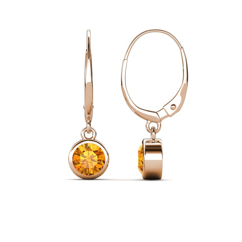 Cara Citrine (5mm) Solitaire Dangling Earrings 