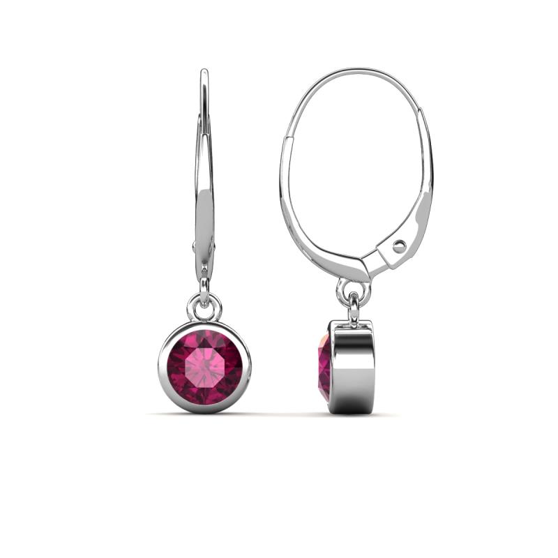 Cara Rhodolite Garnet (5mm) Solitaire Dangling Earrings 