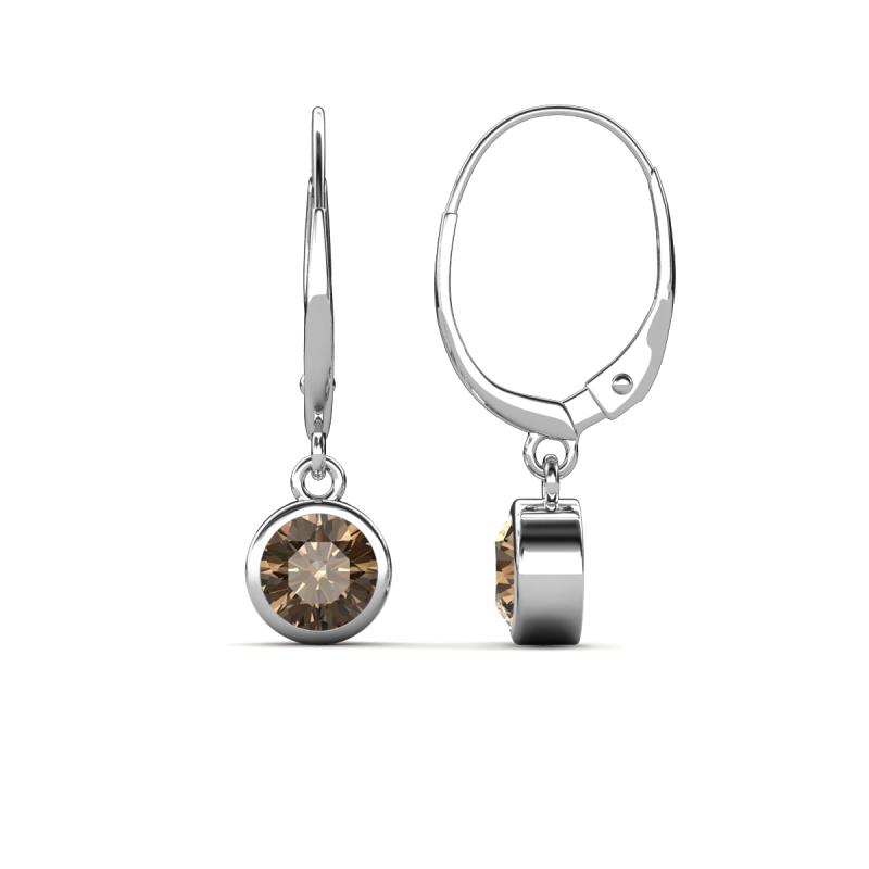 Cara Smoky Quartz (5mm) Solitaire Dangling Earrings 