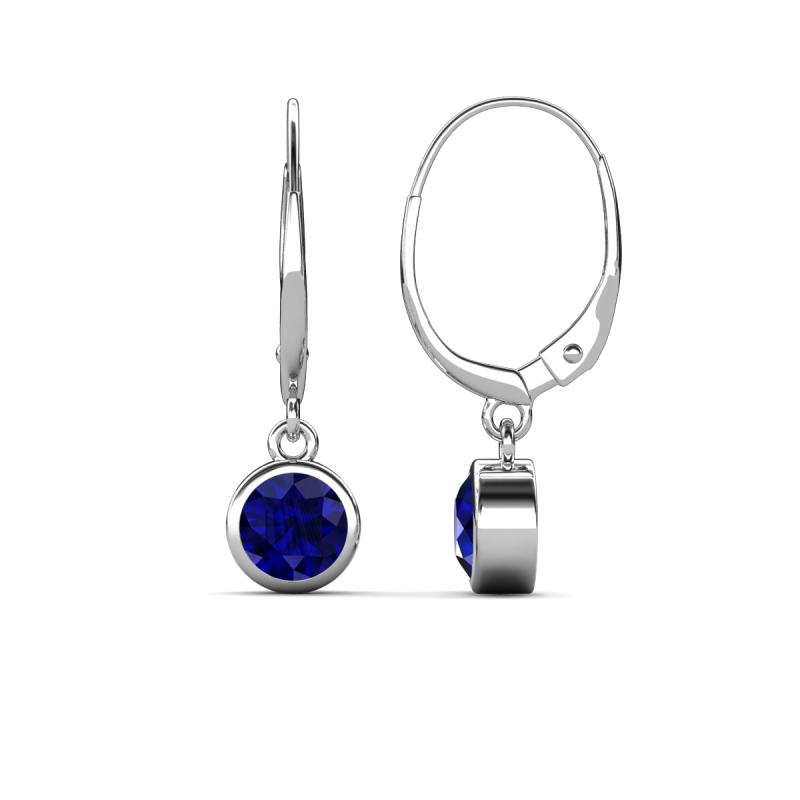 Cara Blue Sapphire (5mm) Solitaire Dangling Earrings 