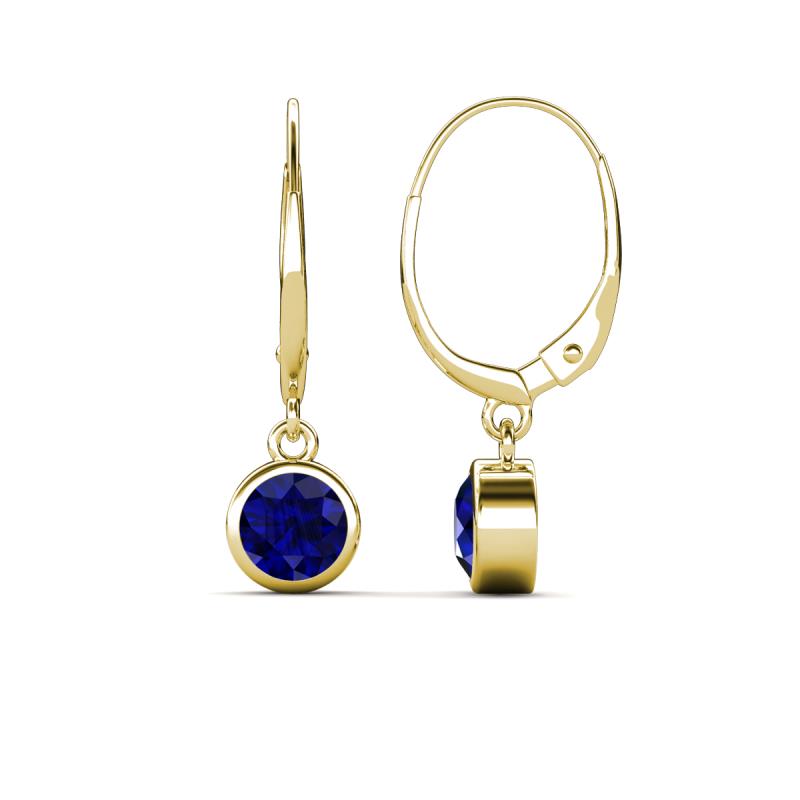 Cara Blue Sapphire (5mm) Solitaire Dangling Earrings 
