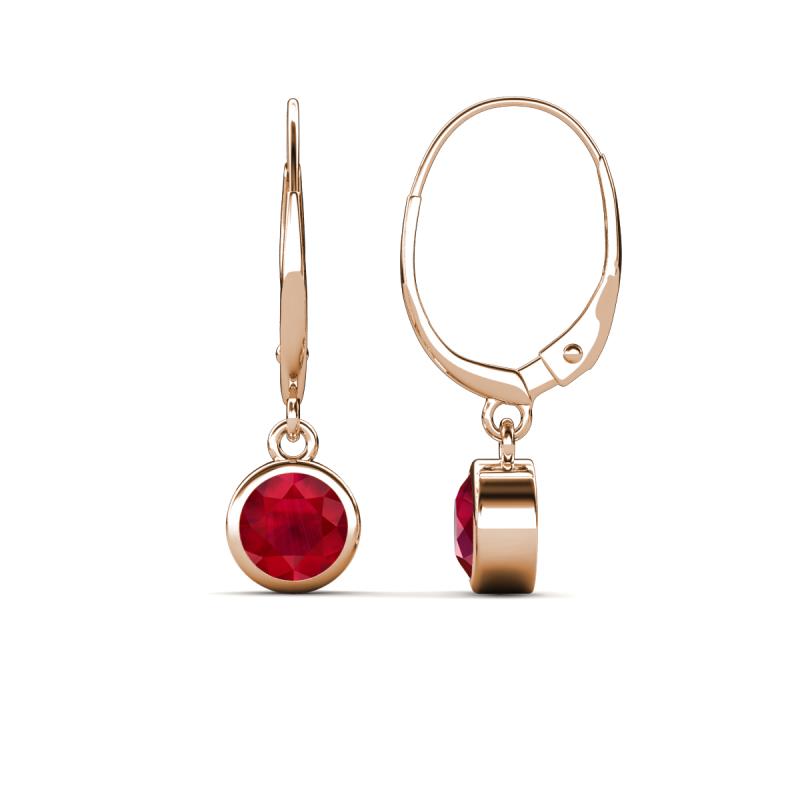 Cara Ruby (5mm) Solitaire Dangling Earrings 