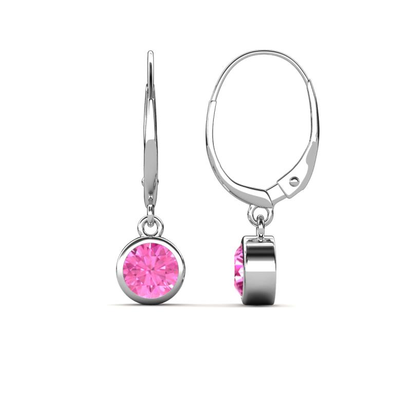 Cara Pink Sapphire (5mm) Solitaire Dangling Earrings 
