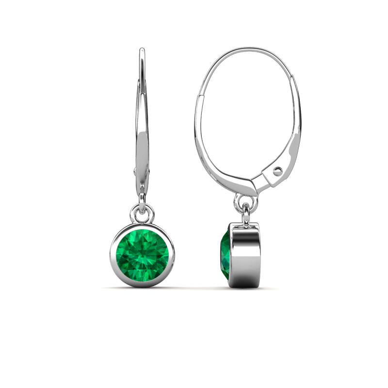 Cara Emerald (5mm) Solitaire Dangling Earrings 