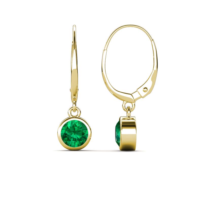 Cara Emerald (5mm) Solitaire Dangling Earrings 
