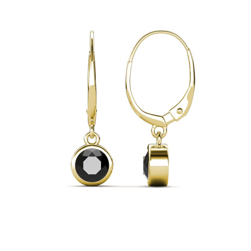 Cara Black Diamond (5mm) Solitaire Dangling Earrings 