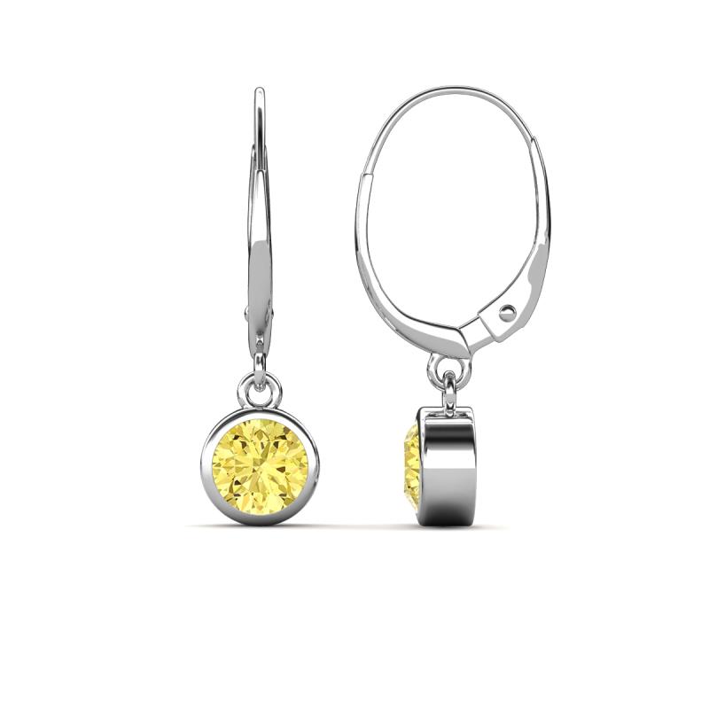 Cara Yellow Sapphire (5mm) Solitaire Dangling Earrings 