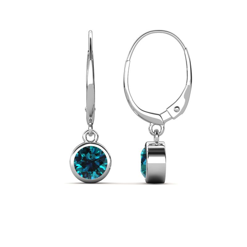 Cara Blue Diamond (5mm) Solitaire Dangling Earrings 