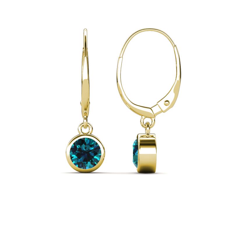 Cara Blue Diamond (5mm) Solitaire Dangling Earrings 