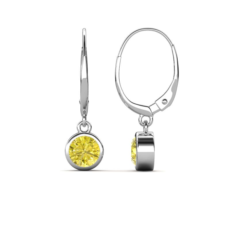 Cara Yellow Diamond (5mm) Solitaire Dangling Earrings 