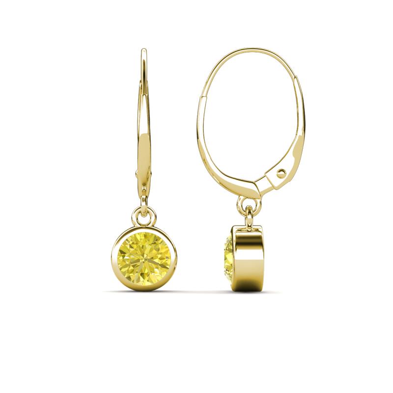Cara Yellow Diamond (5mm) Solitaire Dangling Earrings 