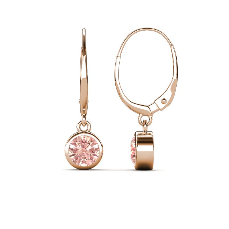 Cara Morganite (5mm) Solitaire Dangling Earrings 