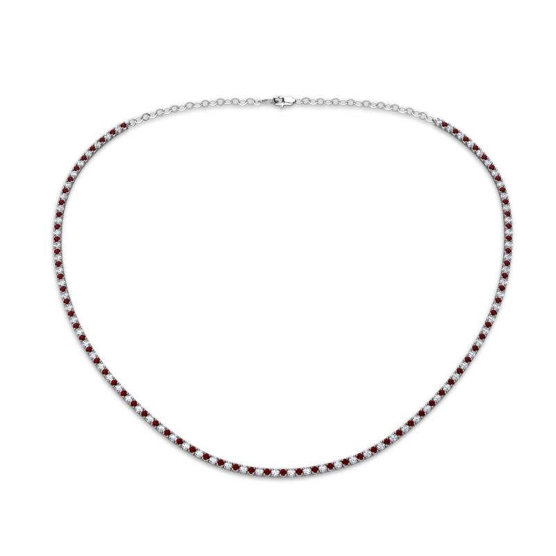 Gracelyn 1.70 mm Round Diamond and Red Garnet Adjustable Tennis Necklace 