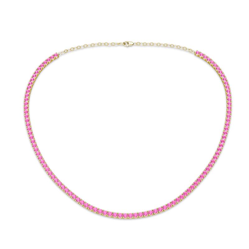 Gracelyn 2.20 mm Round Pink Sapphire Adjustable Tennis Necklace 