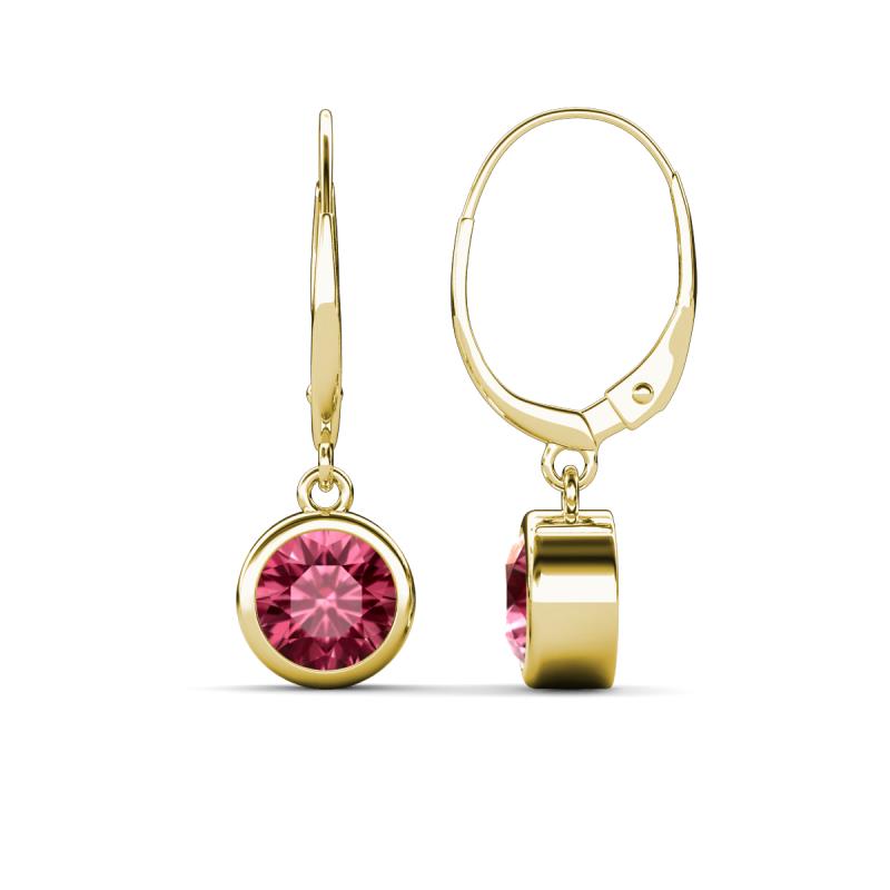 Cara Pink Tourmaline (6.5mm) Solitaire Dangling Earrings 