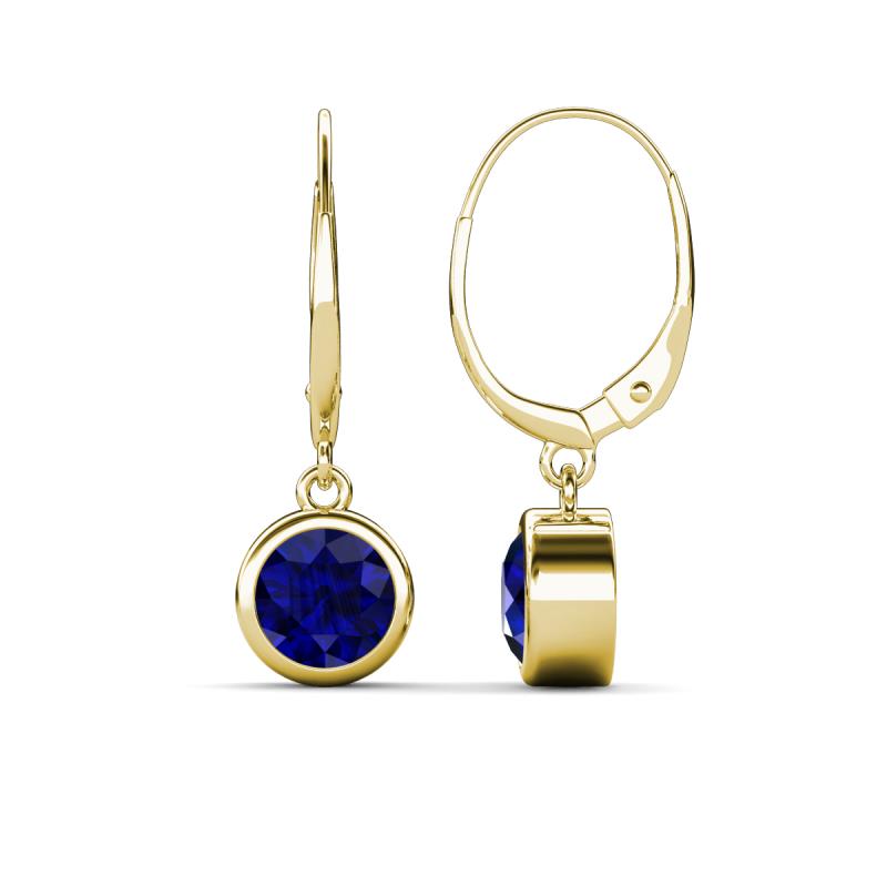Cara Blue Sapphire (6mm) Solitaire Dangling Earrings 
