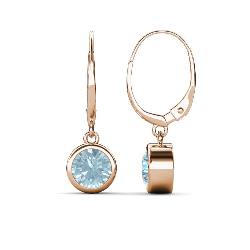 Cara Aquamarine (6.5mm) Solitaire Dangling Earrings 