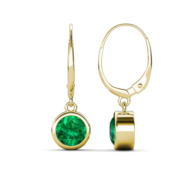Cara Emerald (6mm) Solitaire Dangling Earrings 