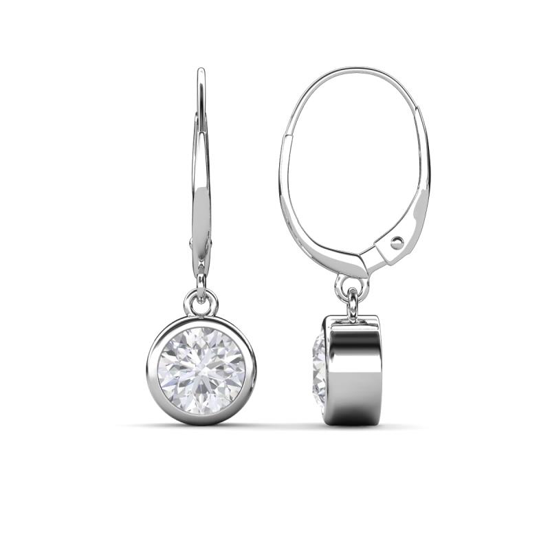 Cara White Sapphire (6mm) Solitaire Dangling Earrings 
