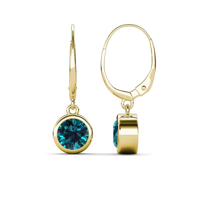 Cara Blue Diamond (6.5mm) Solitaire Dangling Earrings 
