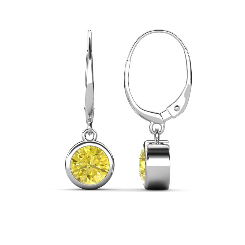 Cara Yellow Diamond (6.5mm) Solitaire Dangling Earrings 