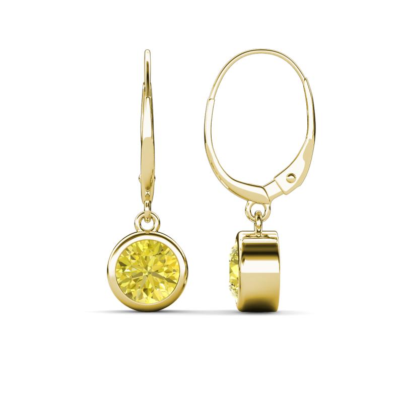 Cara Yellow Diamond (6.5mm) Solitaire Dangling Earrings 