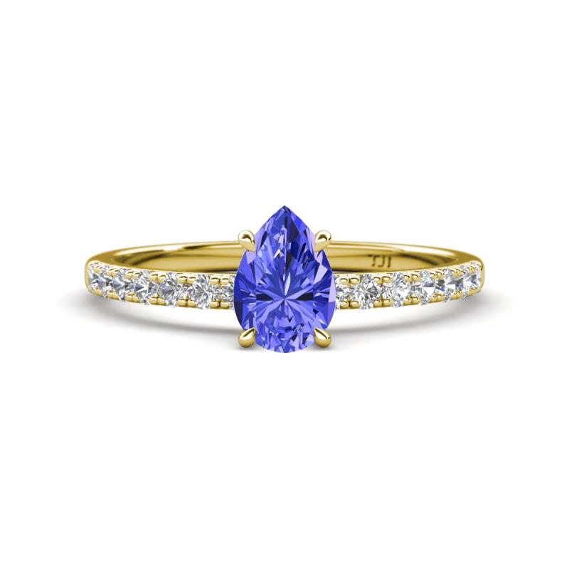Aurin 7x5 mm Pear Tanzanite and Round Diamond Engagement Ring 