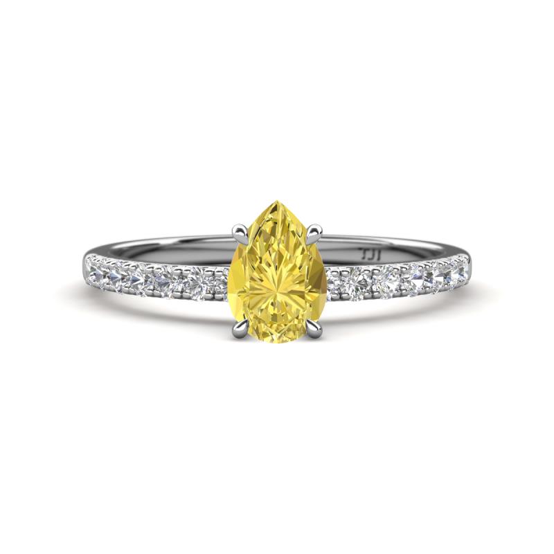 Aurin 7x5 mm Pear Yellow Sapphire and Round Diamond Engagement Ring 