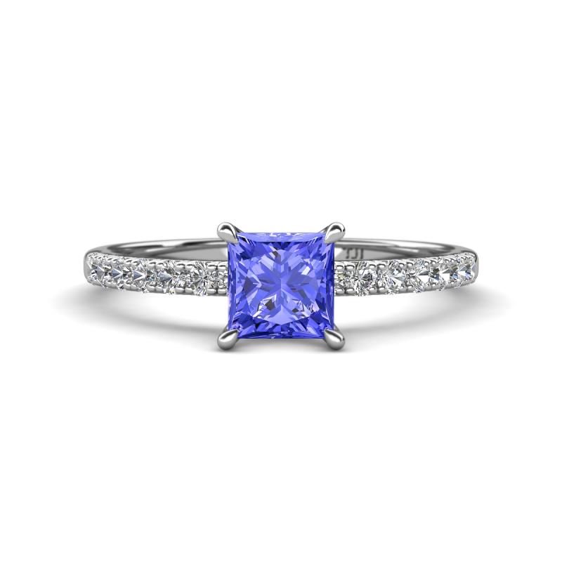 Aurin 6.00 mm Princess Tanzanite and Diamond Engagement Ring 