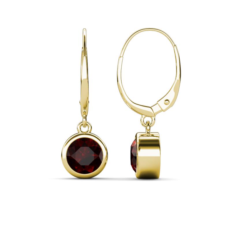 Cara Red Garnet (6.5mm) Solitaire Dangling Earrings 