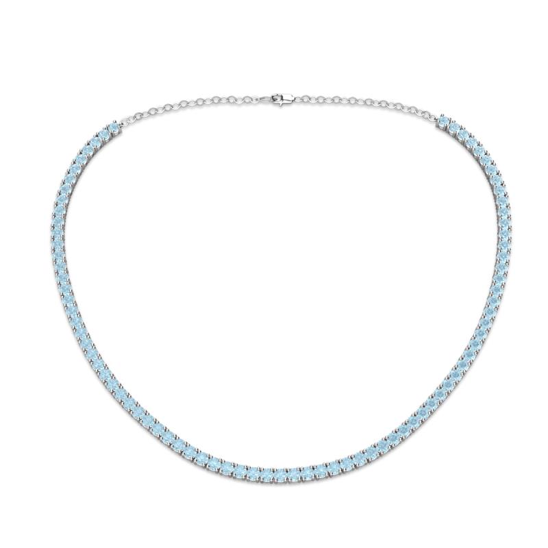 Gracelyn 2.70 mm Round Aquamarine Adjustable Tennis Necklace 