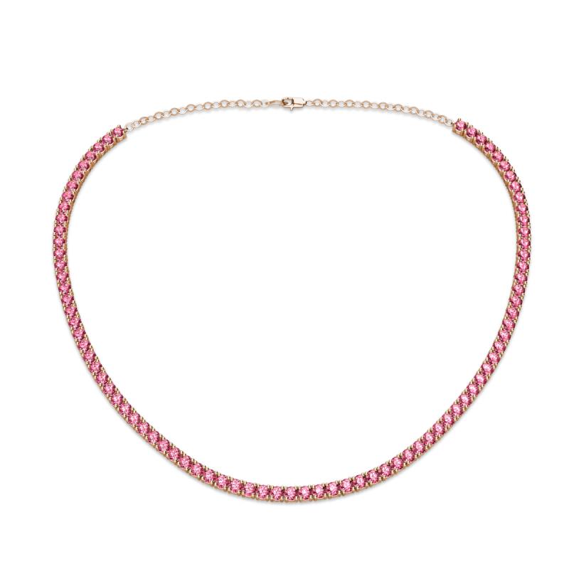 Gracelyn 2.70 mm Round Pink Tourmaline Adjustable Tennis Necklace 