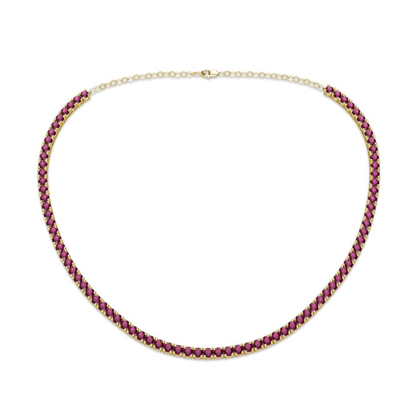 Gracelyn 2.70 mm Round Rhodolite Garnet Adjustable Tennis Necklace 