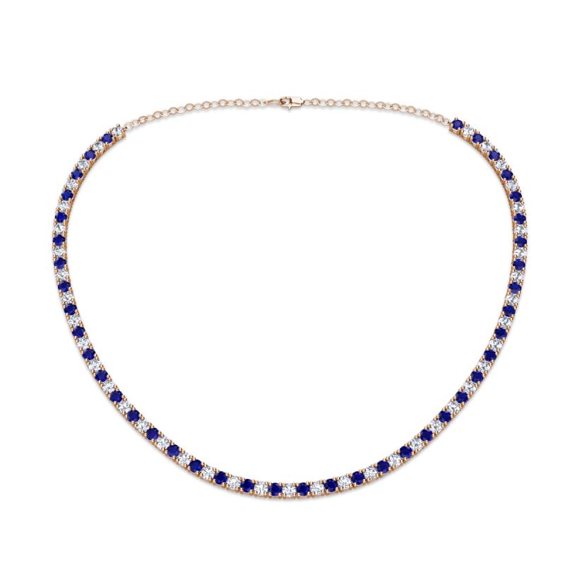 Gracelyn 2.70 mm Round Diamond and Blue Sapphire Adjustable Tennis Necklace 