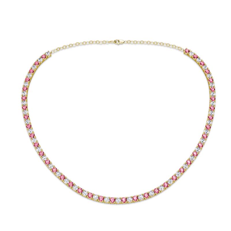 Gracelyn 2.70 mm Round Diamond and Pink Tourmaline Adjustable Tennis Necklace 