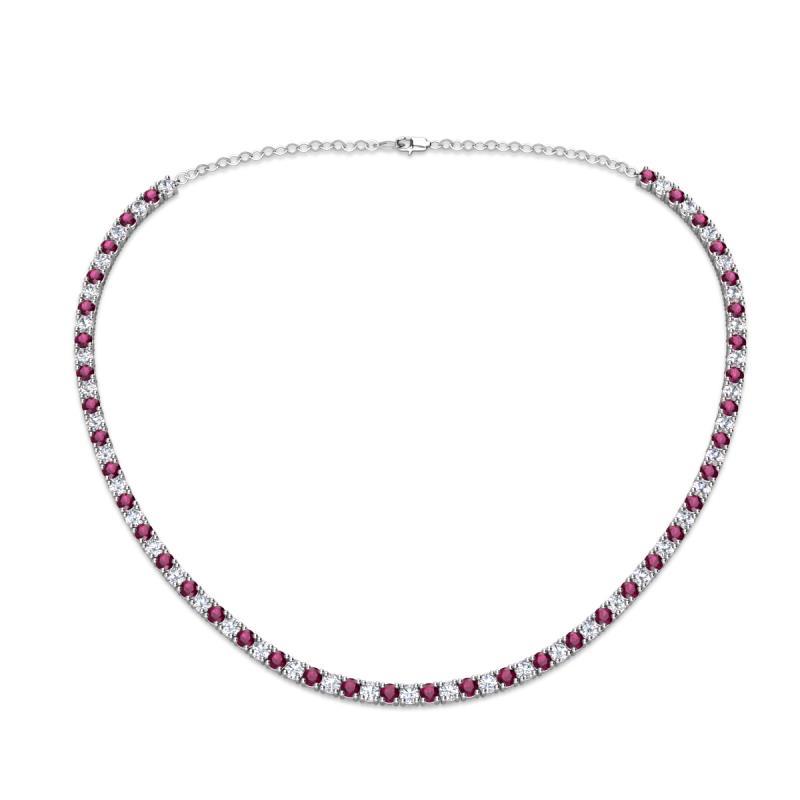 Gracelyn 2.70 mm Round Diamond and Rhodolite Garnet Adjustable Tennis Necklace 