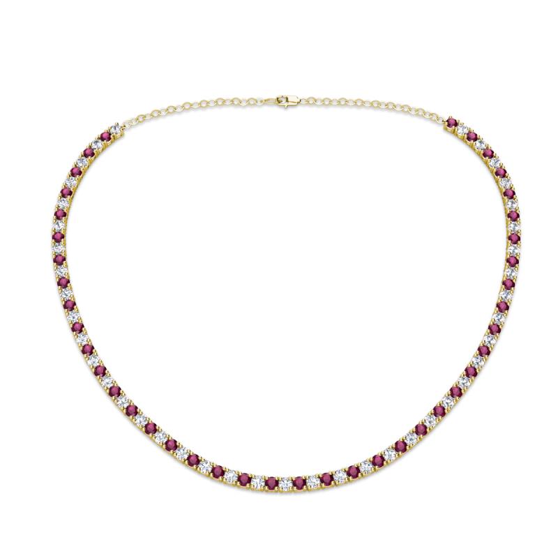 Gracelyn 2.70 mm Round Diamond and Rhodolite Garnet Adjustable Tennis Necklace 